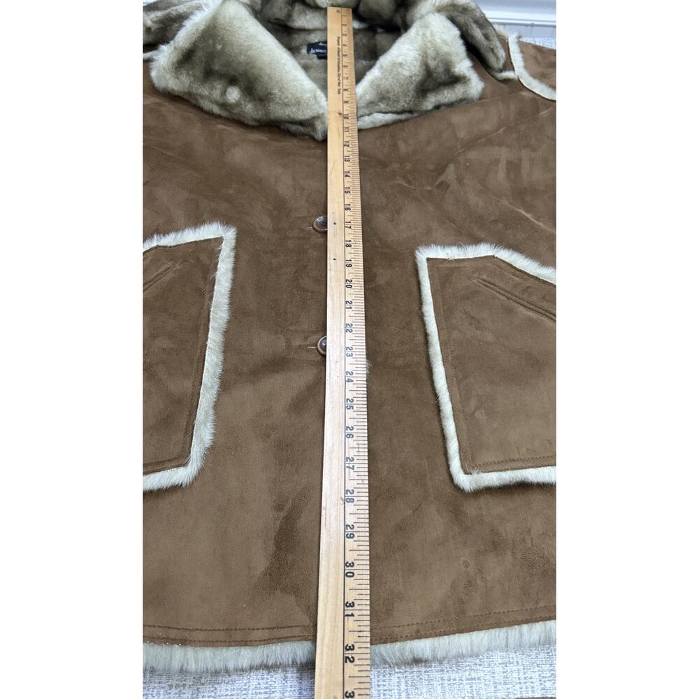 Dennis by Dennis Basso Women's Reversible Faux Fur & Suede Button Coat 2XL Brown - Picture 8 of 9